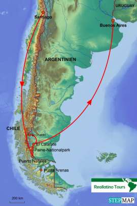 Reisekarte Der beste Natur-Marathon Südamerikas
