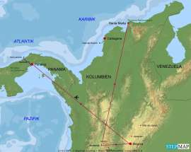 Reisekarte Gemeinsam Panama und Kolumbien erleben