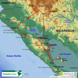 Reisekarte Nicaragua-Rundreise mit deutschsprachigem Reiseführer
